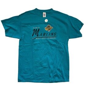 VINTAGE Florida Marlins 1997‎ World Series Champions Graphic T-shirt Men Large